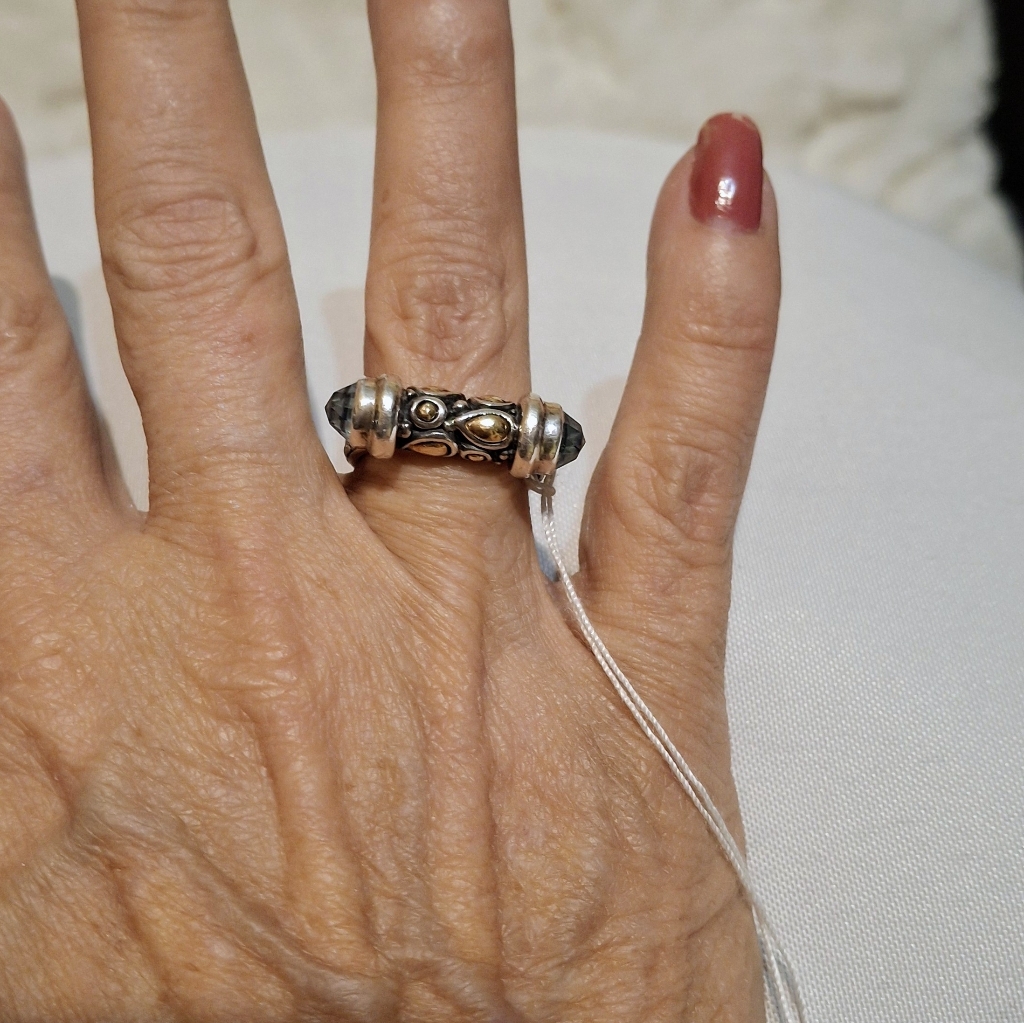 Samuel B. Sterling Silver And 18kt Gold Women's Bullet Ring Sz 6